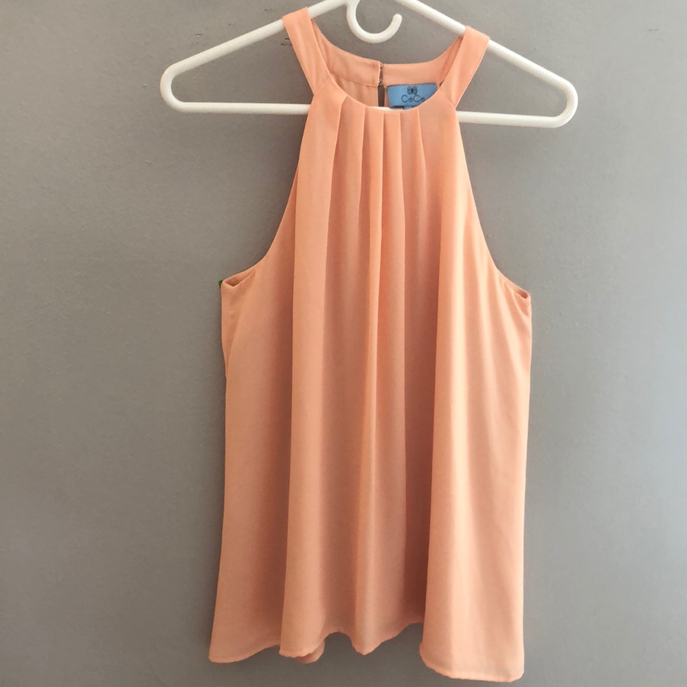 CeCe Coral/Light Pink Halter Top Size Small